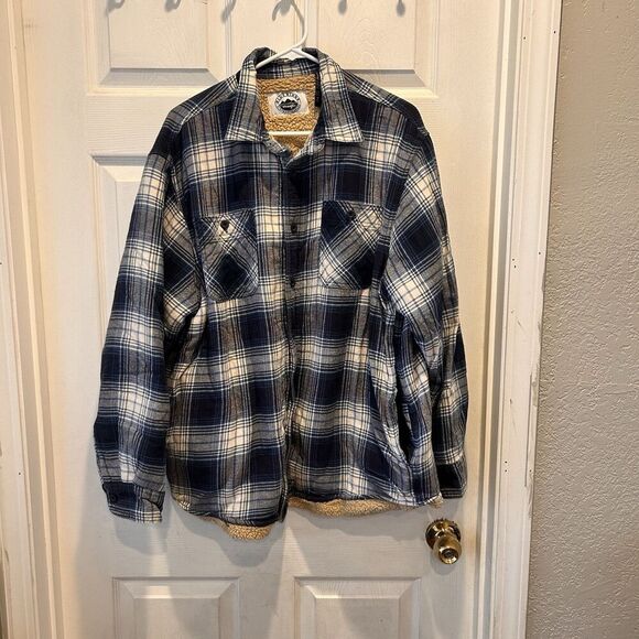 Blue Ridge Wrangler Men’s Flannel Sherpa-Like Lining‎ XL Blue Plaid Gorpcore - Picture 1 of 9
